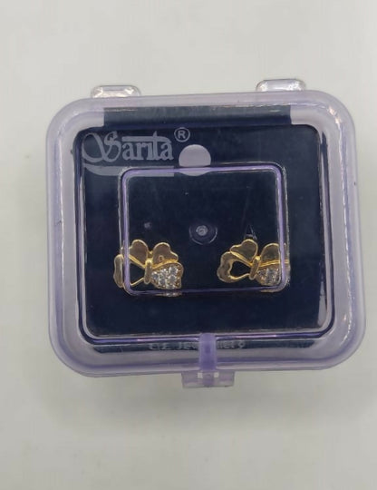 Dainty Gold Plated Butterfly Stud Earrings with AD for women & girls