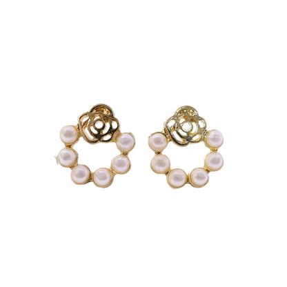 Korean Rose-Garden Pearl Wreath Studs For Girls And Women
