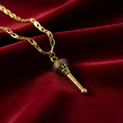 Golden Hanuman Gada Pendant with Chain – Devotional, Stylish & Lightweight Accessory for Daily Wear