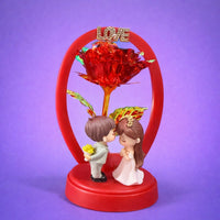LED Rose Couple Showpiece with Love Accent Romantic Decorative Gift
