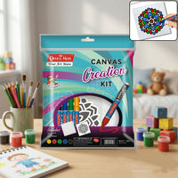 Officemate DIY Canvas Creation Kit with Stencil Art Board & Acrylic Markers for Kids