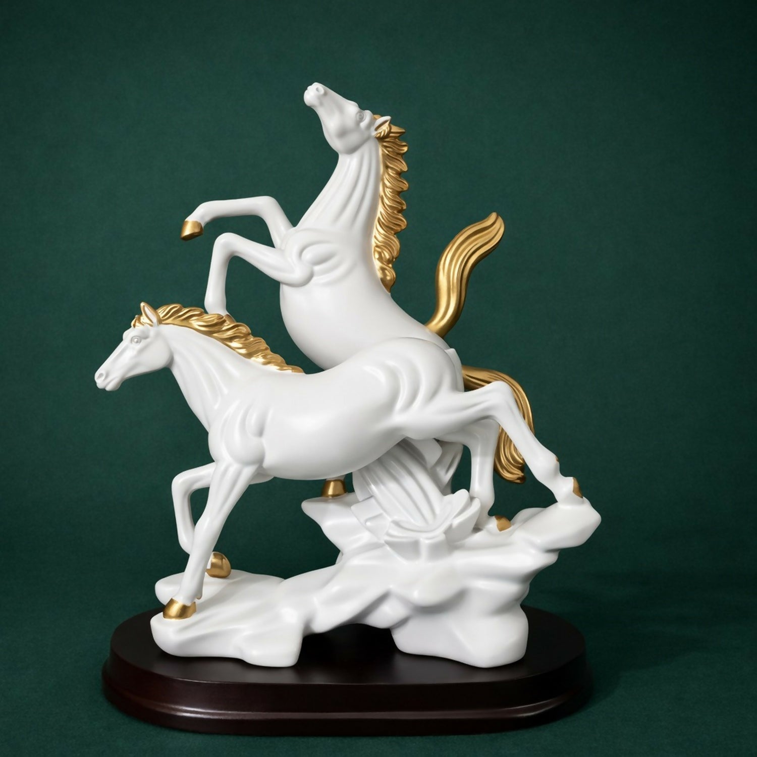 Running Horse Showpiece with Gold Accents for Home, Office & Living Room Decor