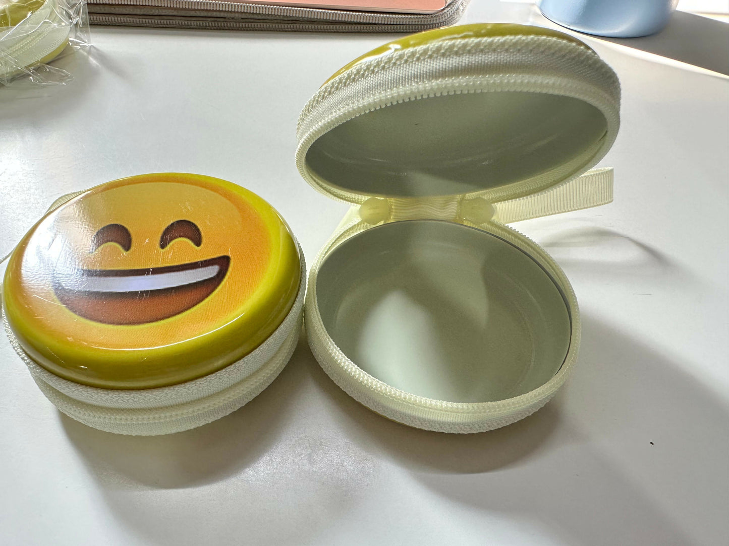 Emoji Print Round Coin Pouch with Zipper & Wrist Strap for Kids and Adults(DESIGN MAY VARY)