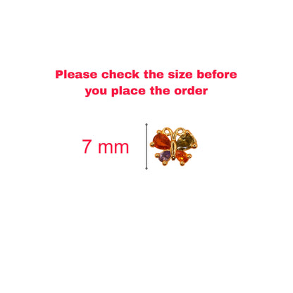 "Gold Plated Multicolored AD Butterfly Stud Earrings" for women and girls