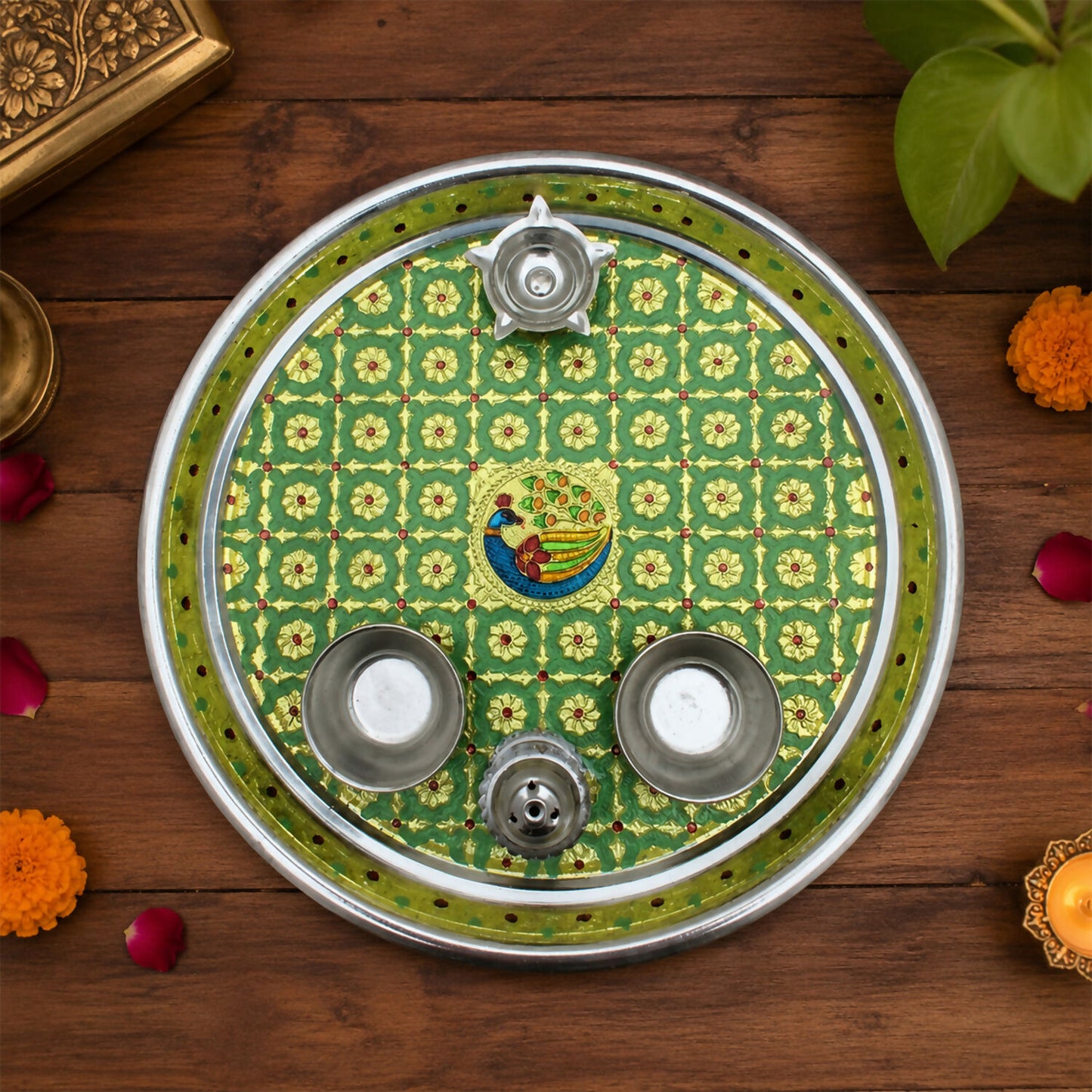 Green Pooja thali- 05
