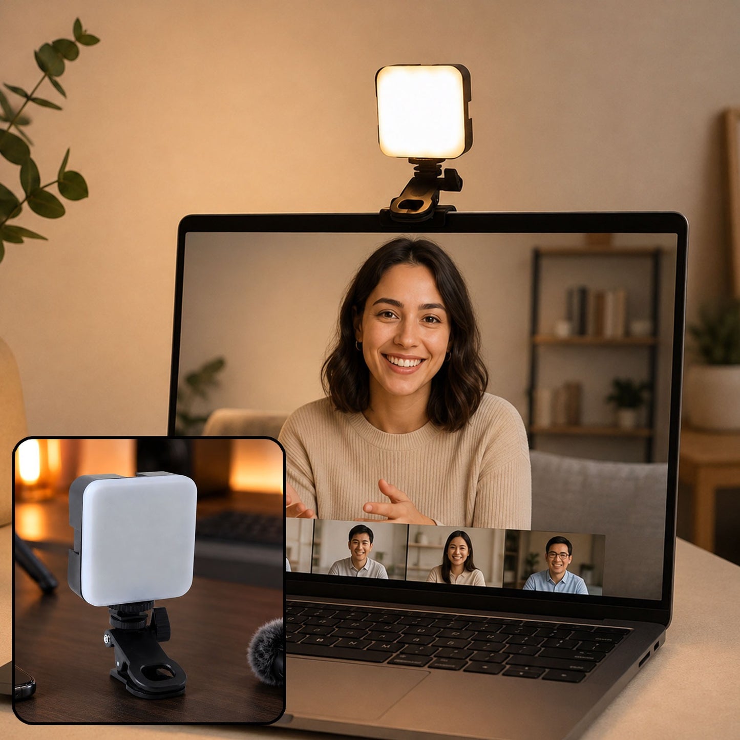 Portable Rechargeable RGB Camera LED Light with Clip Mount for Content Creation