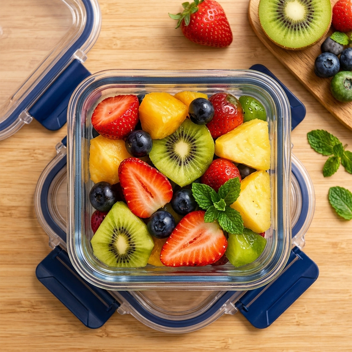 Cello 320ml Square Glass Food Storage Container with Smart Lock Lid (1 Pc, 320 ML)