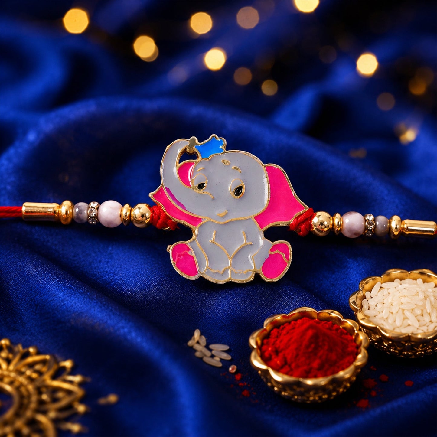 Baby Elephant Rakhi Set with Nut Butterscotch, Pack of 3