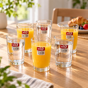 Clear Drinking Glass Tumblers with Smooth Rims and Thick Bases (240 ml, 6 Pc)