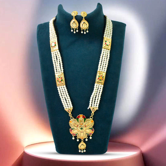 Radiant Moti Pearl Necklace Set - A Touch of Sophistication