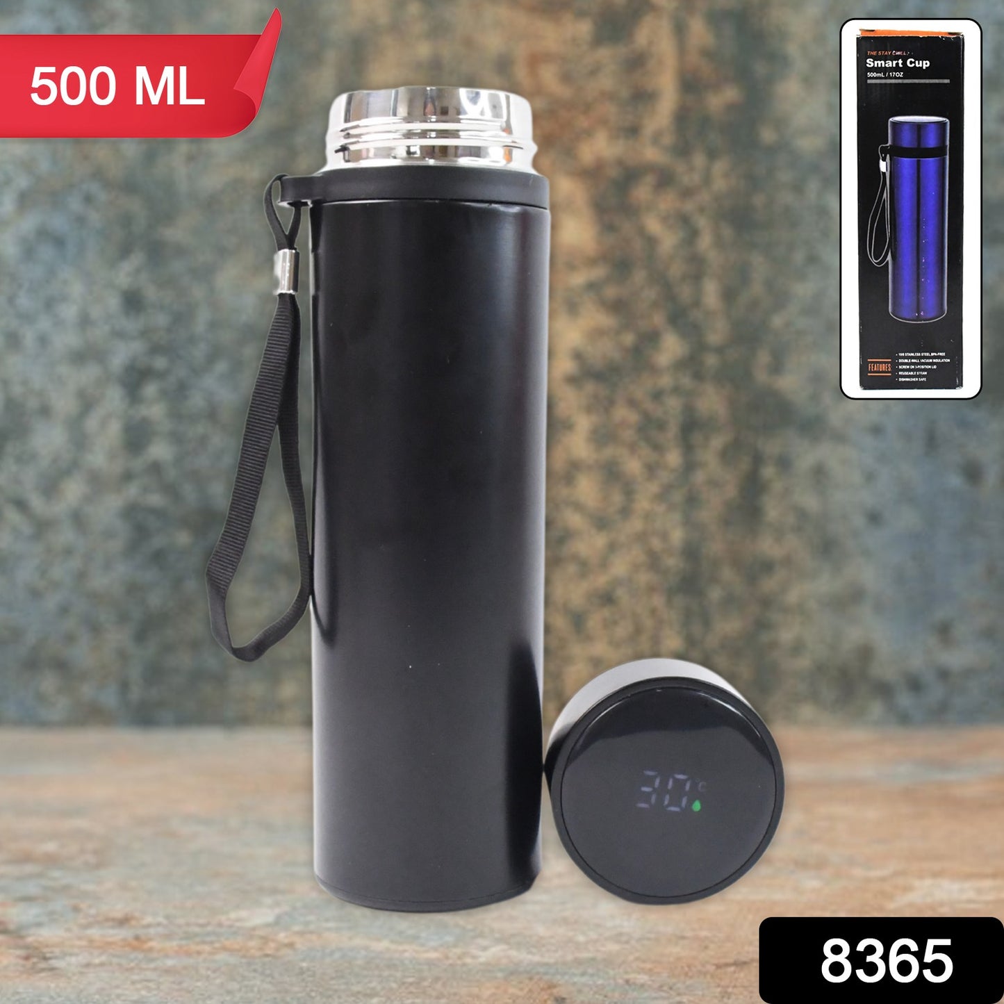 Double Wall Stainless Steel Water Bottle screen smart temperature display (500ml)