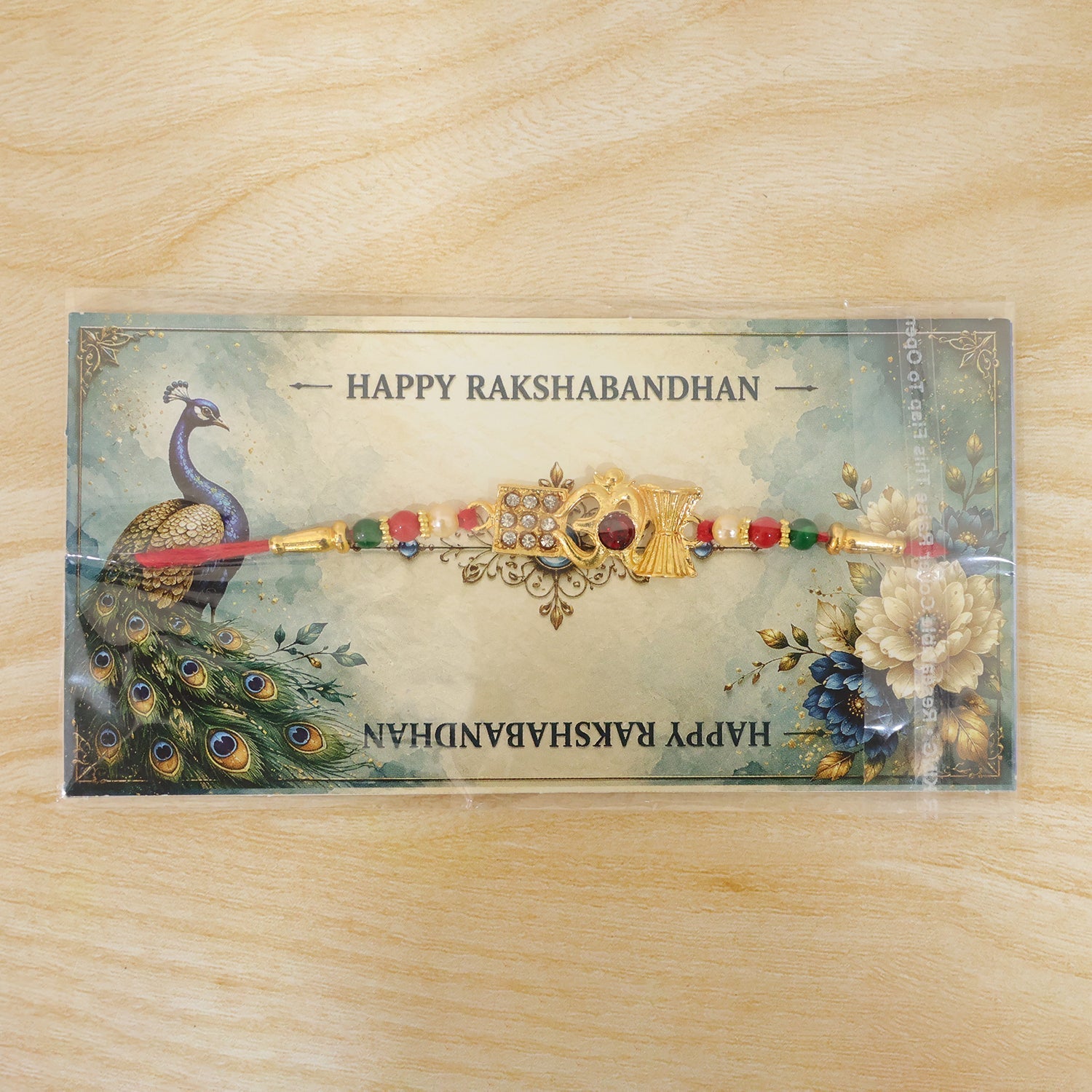 Designer Om Damaru Rakhi with Elegant Stone Pendant (5pcs)