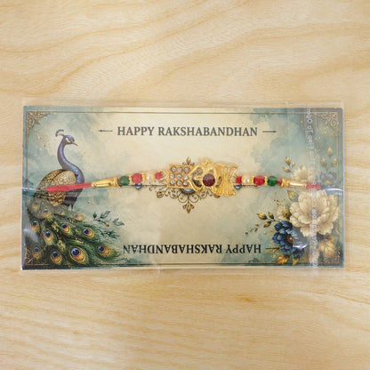 Designer Om Damaru Rakhi with Elegant Stone Pendant (5pcs)