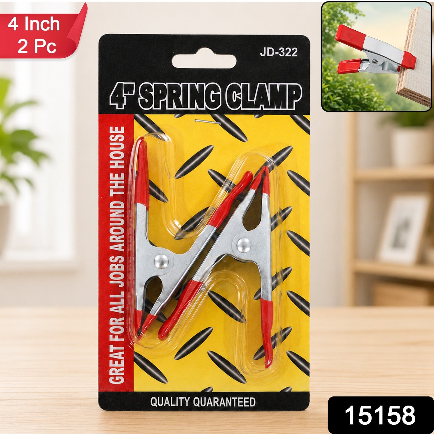 4 Inch Metal Spring Clamp Set for Home Strong Grip Clips (2 Pc)
