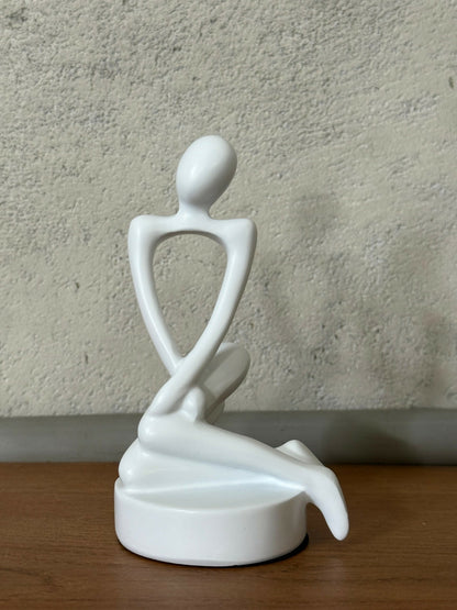Abstract Sitting Man Sculpture Modern White Showpiece for Home Decor