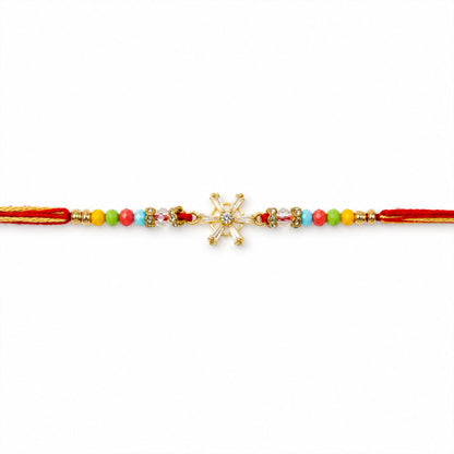 Snowflake AD Stone Designer Rakhi for Brother, Multicolour Beads Gift