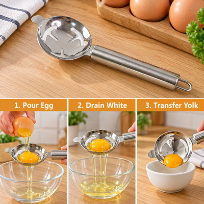 Stainless Steel Egg Yolk Separator with Long Handle for Baking Use (1 Pc)