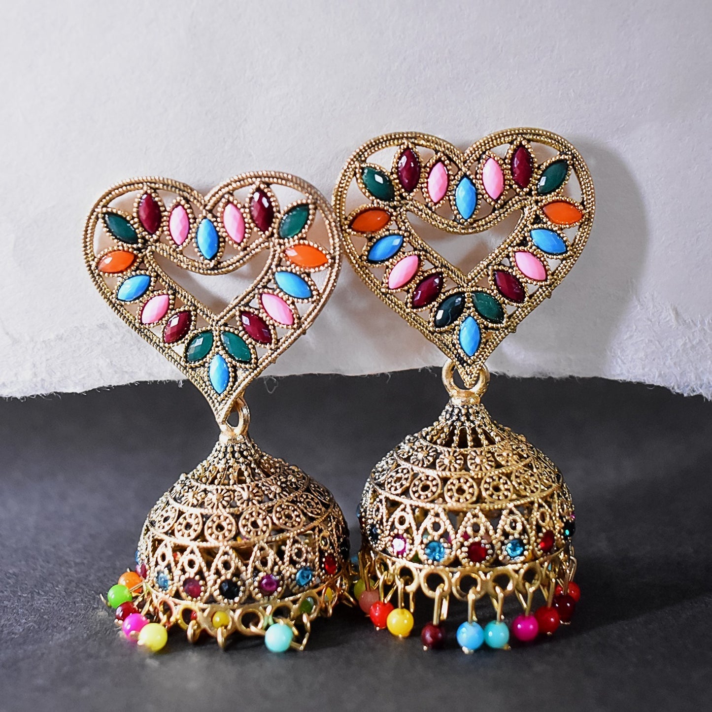 Heart-Shaped Jumka Earrings