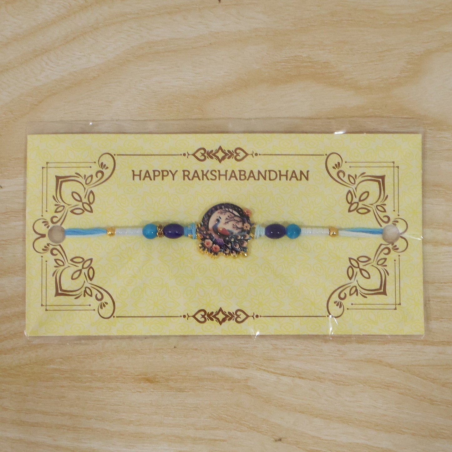 Rakhi Royal Mughal Peacock Designer Charm for Brother (5pcs)