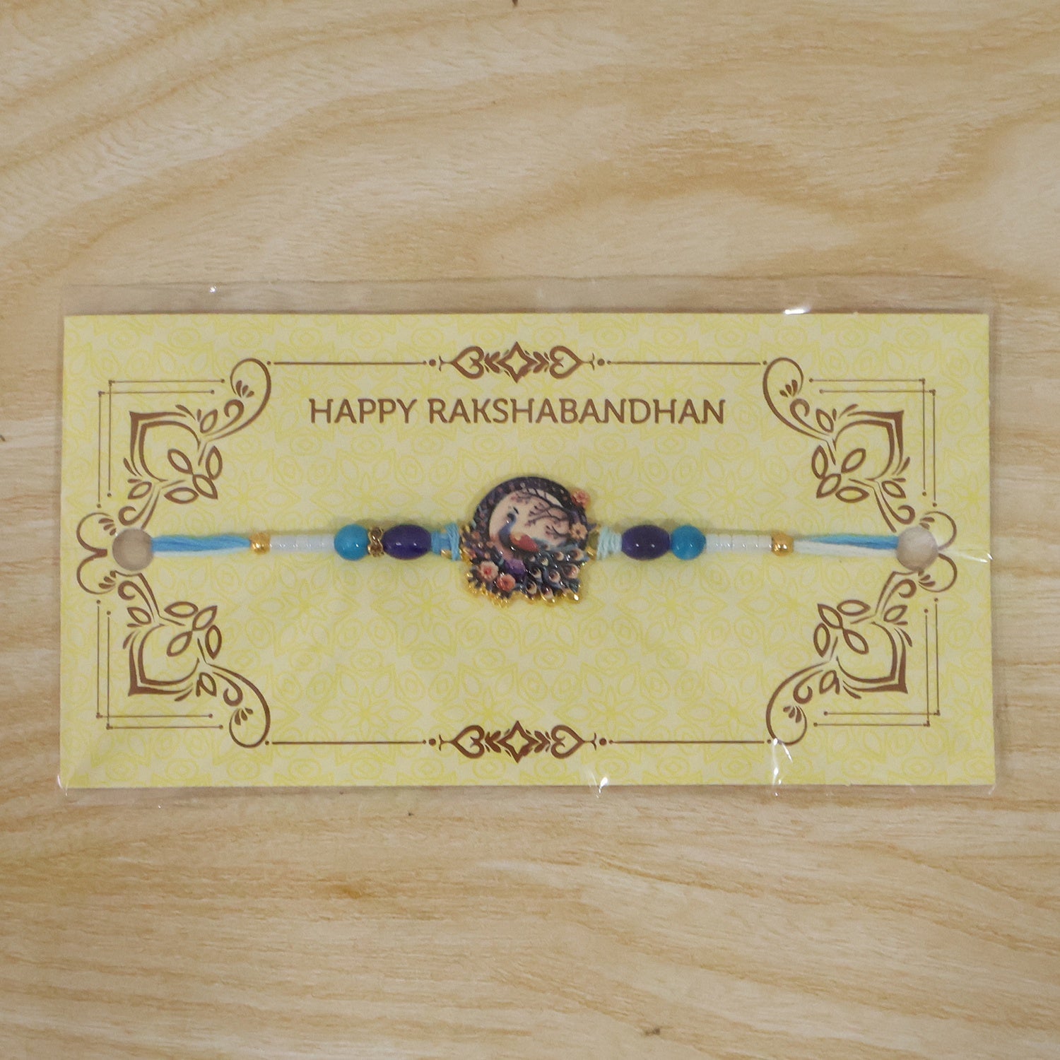 Rakhi Royal Mughal Peacock Designer Charm for Brother (5pcs)
