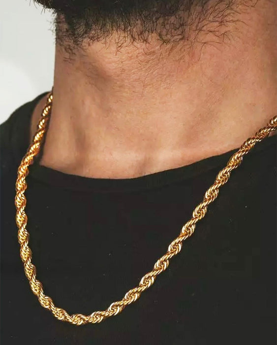 Gold Plated Rope Chain For Men and Women (Thin)