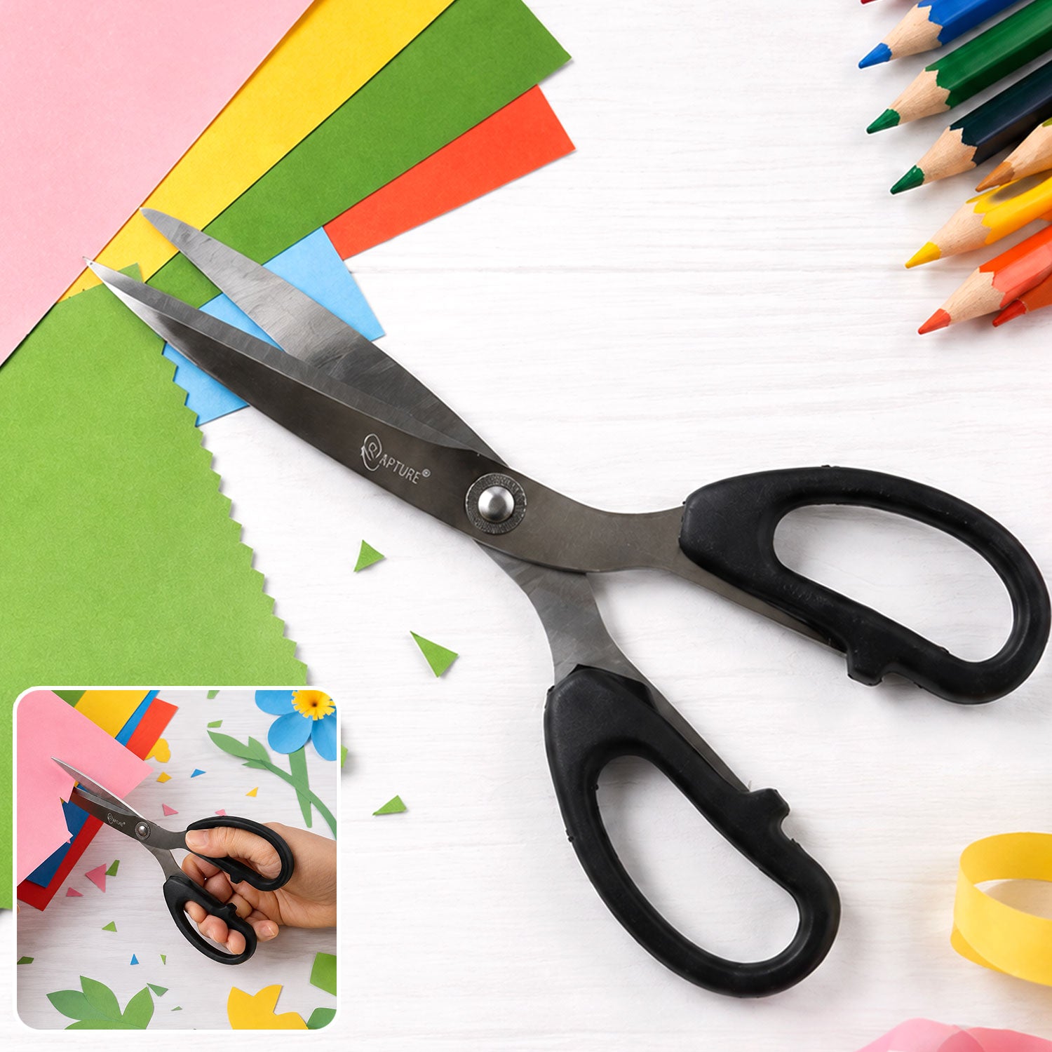 Multipurpose 8.25 Inch Stainless Steel Scissors with ABS Grip Handle for Home Office