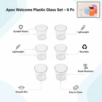 Plastic Glass Set – Durable 6-Piece Drinkware for Daily Use