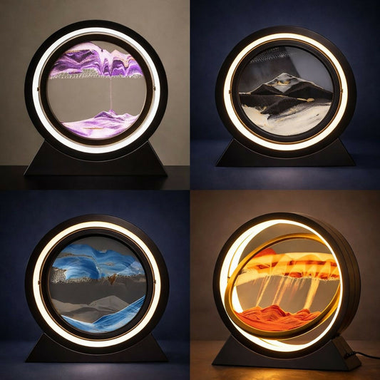 LED Sand Art Motion Lamp for Home Decor, Rotating Landscape Table Lamp (1 PC ANY COLOR)