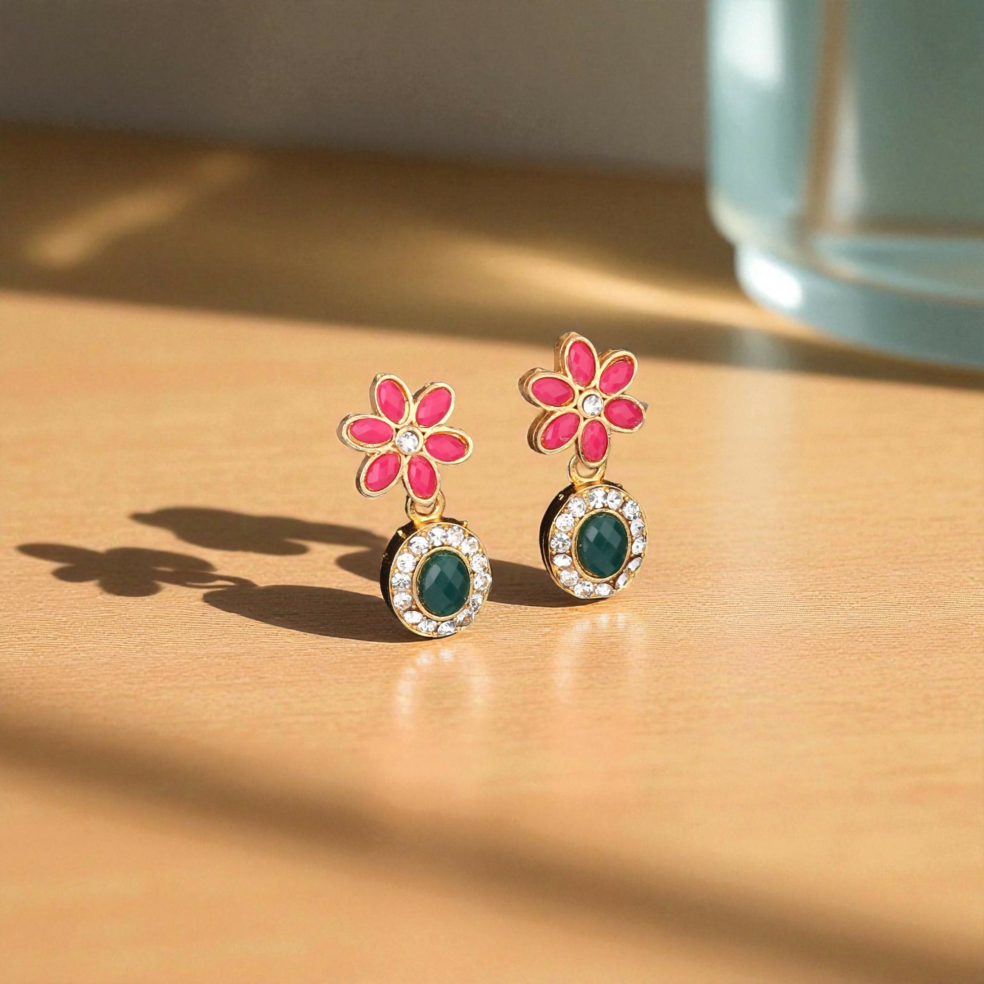 Traditional Gold-Tone Blue Enamel Butterfly Necklace with Pearl Drops