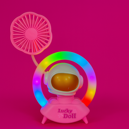 Lucky Doll Astronaut Desk Lamp with Fan, USB Rechargeable Kids Night Light
