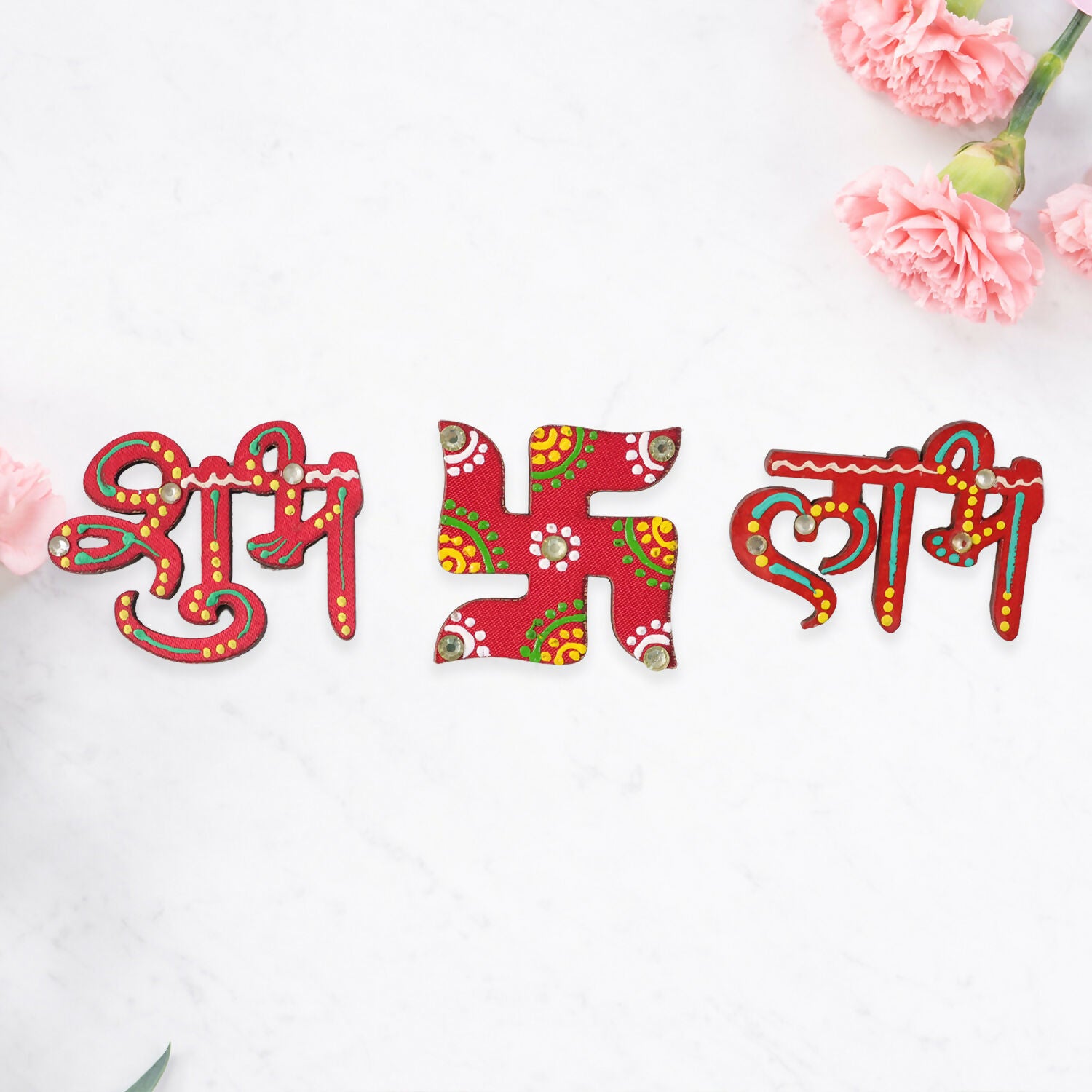 Hand Crafted Labh Shubh & Swastik Set of 3