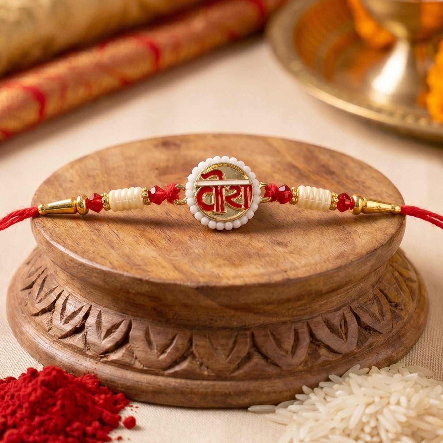 Devnagari Rakhi for Raksha Bandhan Stylish Traditional Design (5pcs)