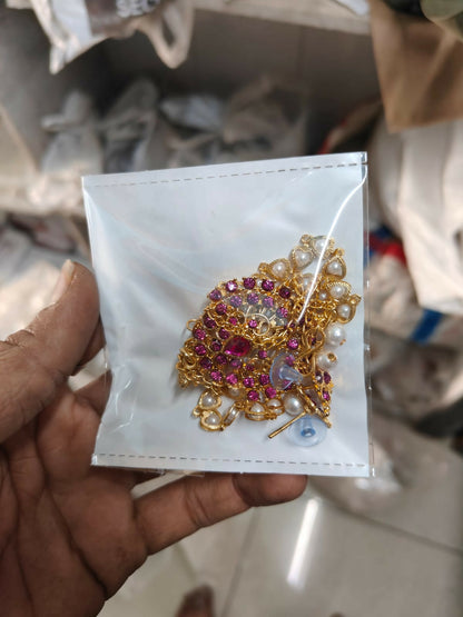 Romantic Gold Ruby Red Crystal Heart Choker Set