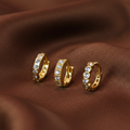 Gold Plated Crystal Inlaid Nosepin Hoop Huggie Ring for women and girls