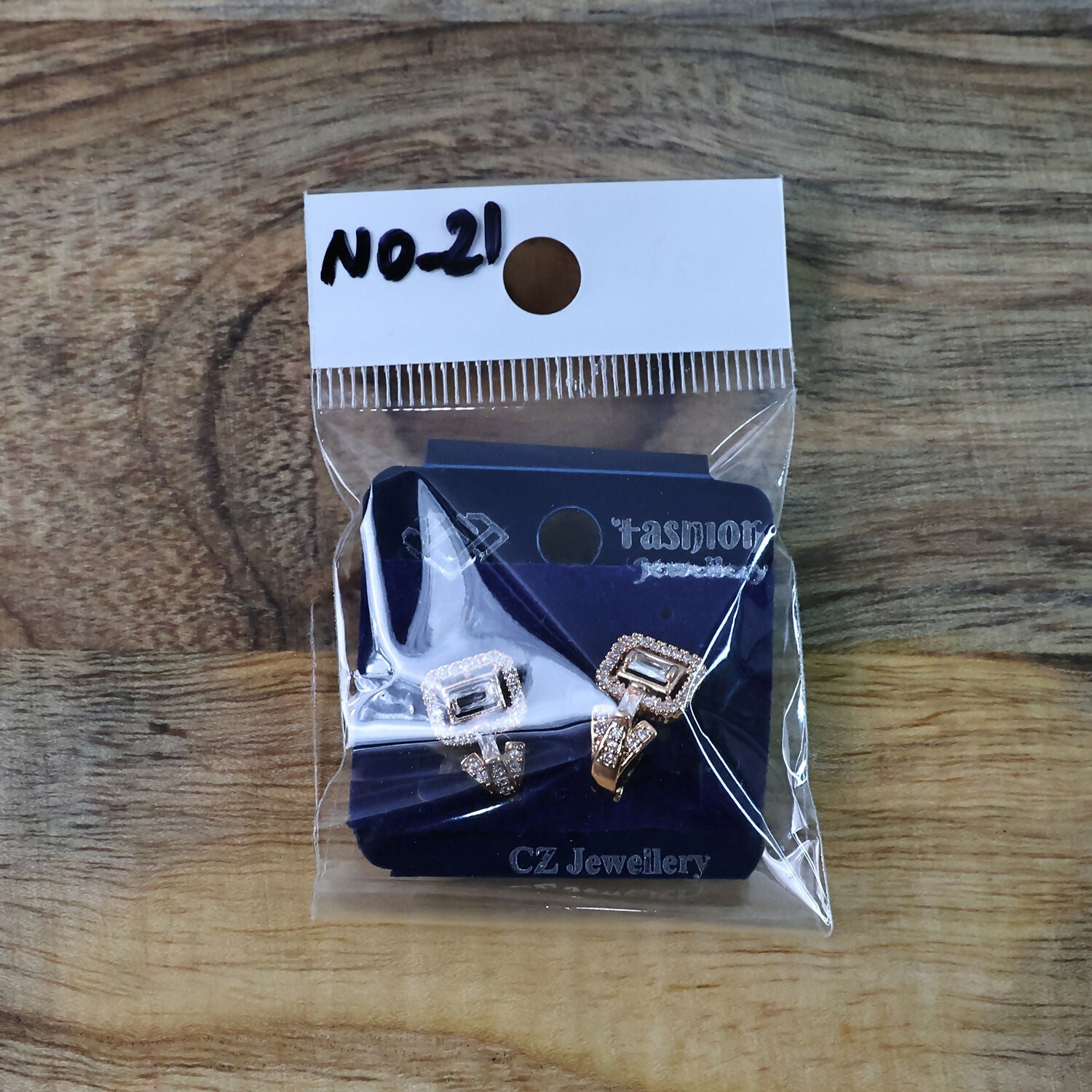 Elegant Square Crystal Stud Earrings – Gold-Plated Designer Jewelry for Women