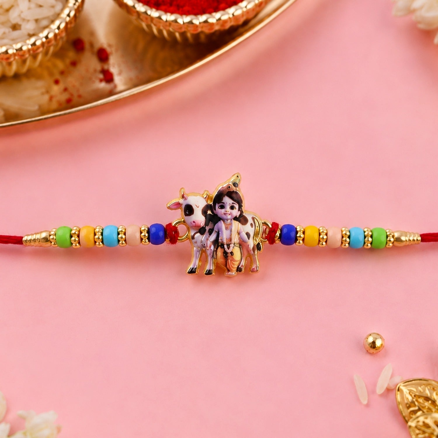 Lord Krishna Rakhi Spiritual Design for Raksha Bandhan (5pcs)