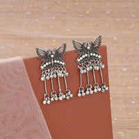 Oxidised Butterfly Drop Jhumka Earings