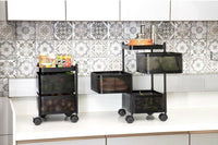 Durable Square 2-Layer Stainless Steel Kitchen Trolley with Ventilated Baskets & Wheels