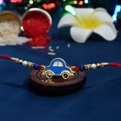 Blue Car Rakhi for Kids Playful Design for Raksha Bandhan (10pcs)