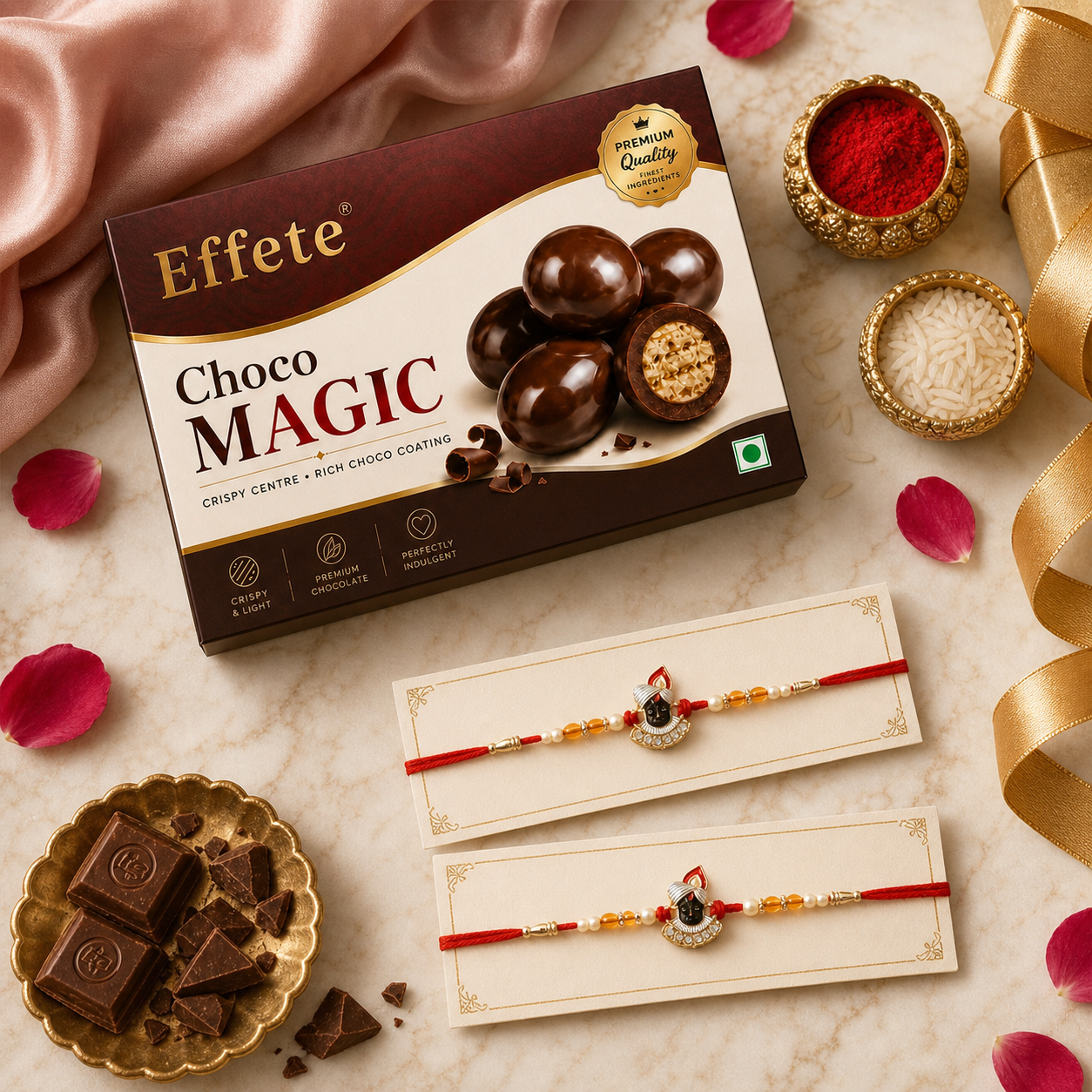 Shrinathji Beaded Rakhi with Choco Magic, Pack of 2