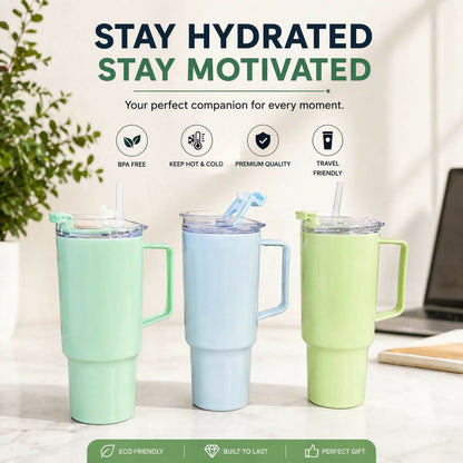 Toony Tumbler 1800ml - Insulated Travel Mug with Handle & Straw | BPA Free, Leak-Proof & Large Capacity Coffee Cup