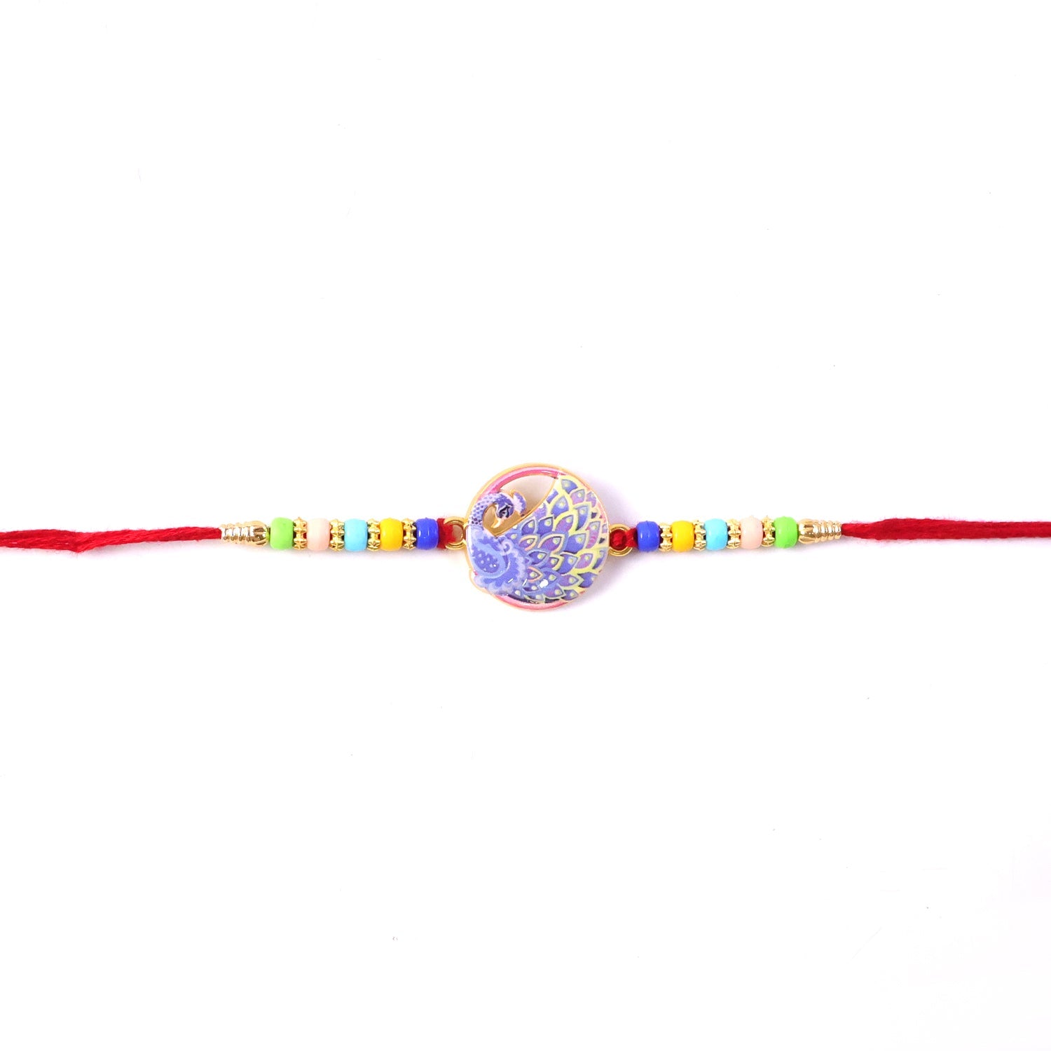 Peacock Rakhi Vibrant Multicolor Beads for Brother's Festive Looks (10pcs)