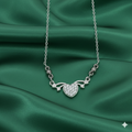 Crystal Heart Wing Necklace – Elegant Silver Pendant for Women