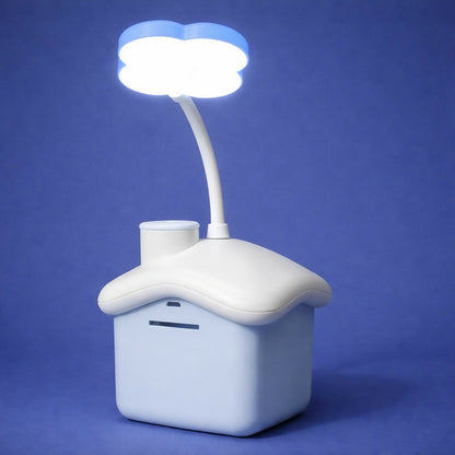 Elephant lamp lighting up on study desk