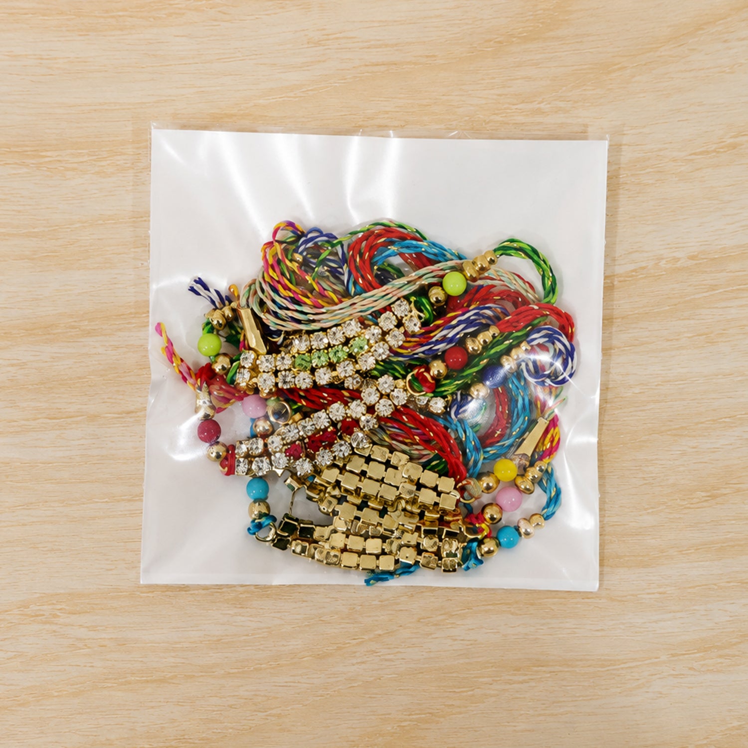 Long Stone Bar Rakhi with Dazzling AD Work for Brother (Pack of 6)