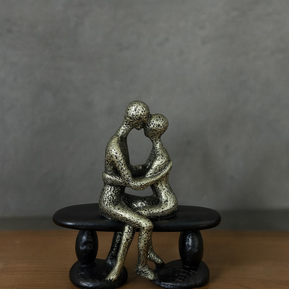 Abstract Hugging Couple Sitting Showpiece for Home Decor & Gifting