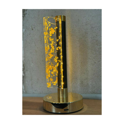 Premium Crystal Glow LED Touch Lamp for Home Décor | Golden Acrylic 3D Effect Night Lamp with Warm Ambient Light | Rechargeable Bedside Table Lamp for Bedroom, Living Room, Café & Gifting | Pack of 1
