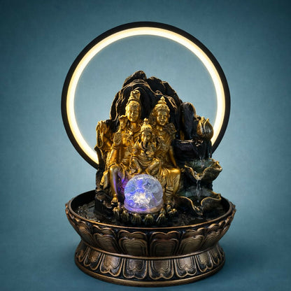 Shiv Parivar LED Water Fountain with Halo Ring Light