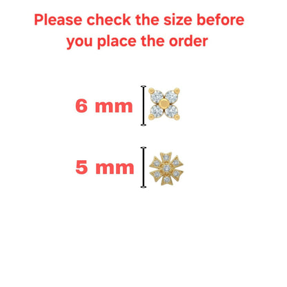 Gold-plated floral stud earrings with flat back suitable for sensitive ears
