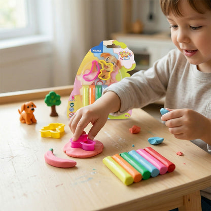 NARA 6 Color Modelling Clay Set with Shape Cutters – Kids DIY Creative Play Dough Kit (50 Gm)